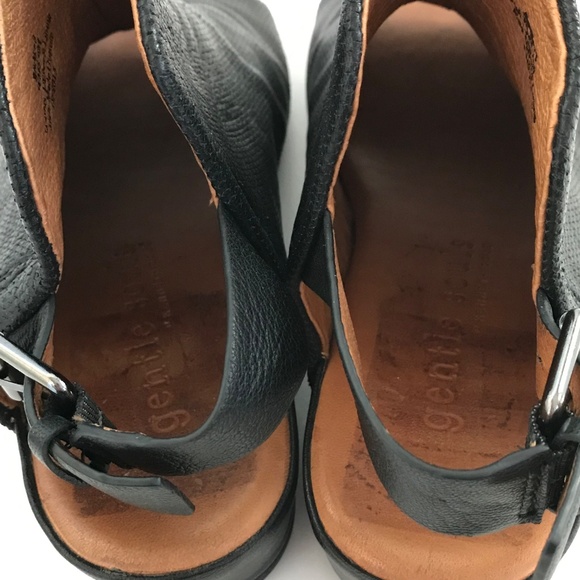 GENTLE SOULS Rocker 3 Leather Sandals Peep Toe Slingback Black Women’s Size 6 - Picture 11 of 16